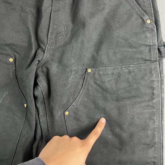 Carhartt Pants Mens 32X30 Black Carpenter Double Knee Canvas Outdoor Workwear - Picture 5 of 10